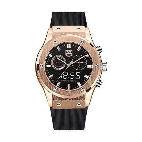 Luxury Watch TVG Waterproof Dual Display Watch Noble Rose Gold Color Matching Silicone