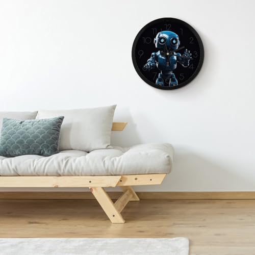 Horloge murale sans tic-tac robot bleu de 25,4 cm pour éliminer les bruits - 5