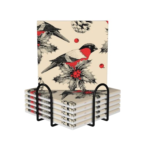 Dessous de verre liège céramique absorbant décoration mariage avec support métal - 2