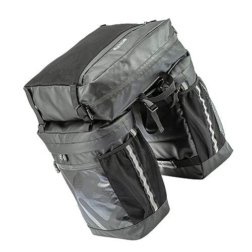 TOYANDONA 1 Pieza Bolsa De Viaje Impermeable Ciclismo De Múltiples Fines Montar Trasero Bolsa De Carga Trasera Cesta Alforjas Bolsa De Bicicleta Trompa Negro Cuadrícula De Doble Línea 900d