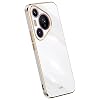 Topme Silicone Case for Huawei Pura 70 Pro/Huawei P70 Pro 6.8 Inches Gold Edge Style Mobile Phone Case White