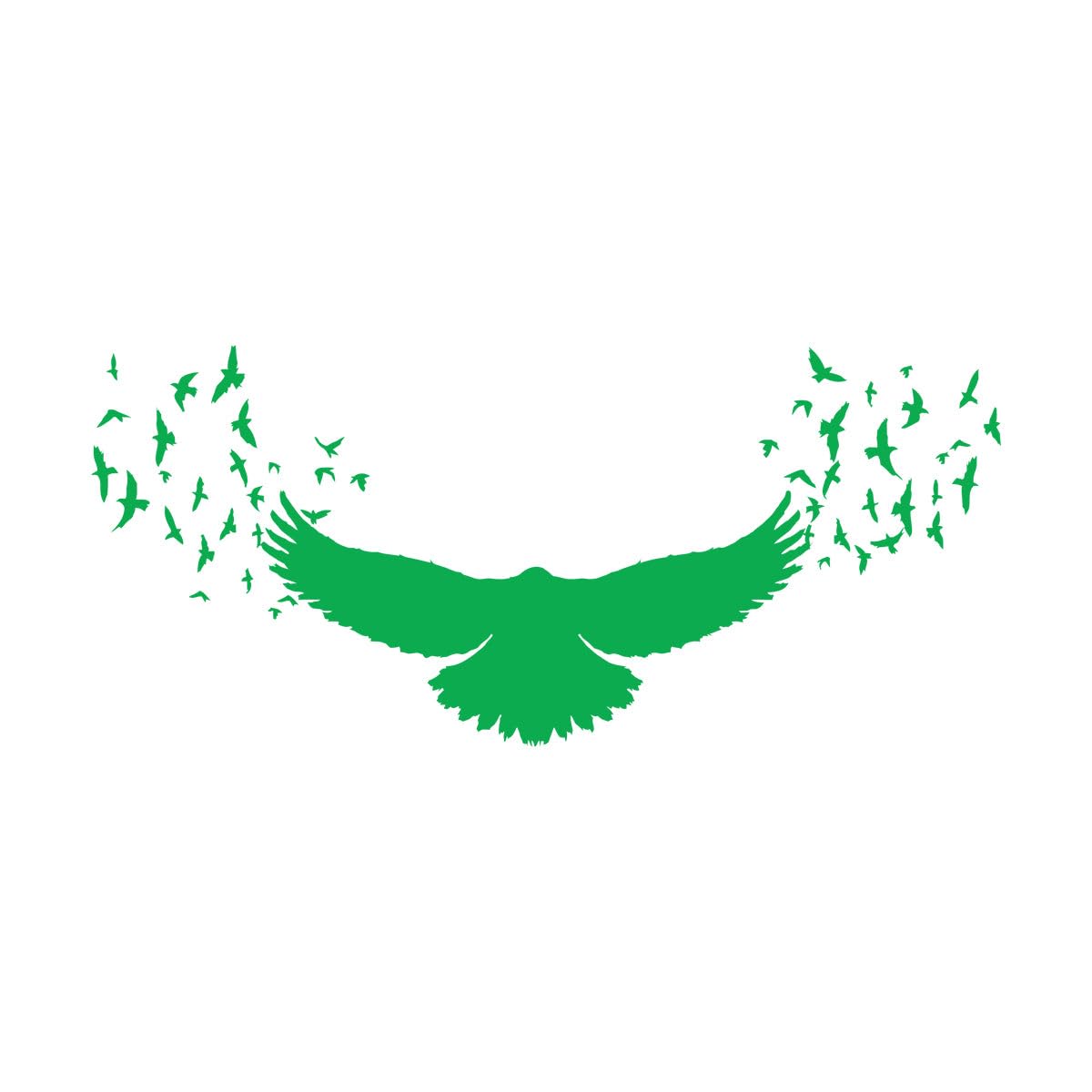 Vinyl Art Sticker Black Crow Eagle Wings Gothic Bird Animal 28x63.9cm Removable Without Leaving Glue Small Green
