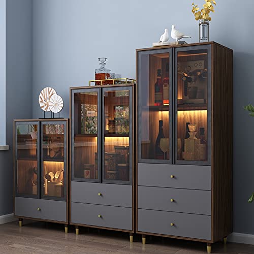 Image of Wine Cabinet Modern Wine Cabinet, Home Bar Kitchen Sideboard, Wine Cabinet with Glass Doors and Drawers, High End Wine Cabinet Liquor Cabinet Bar for Home(Medium) | Medium