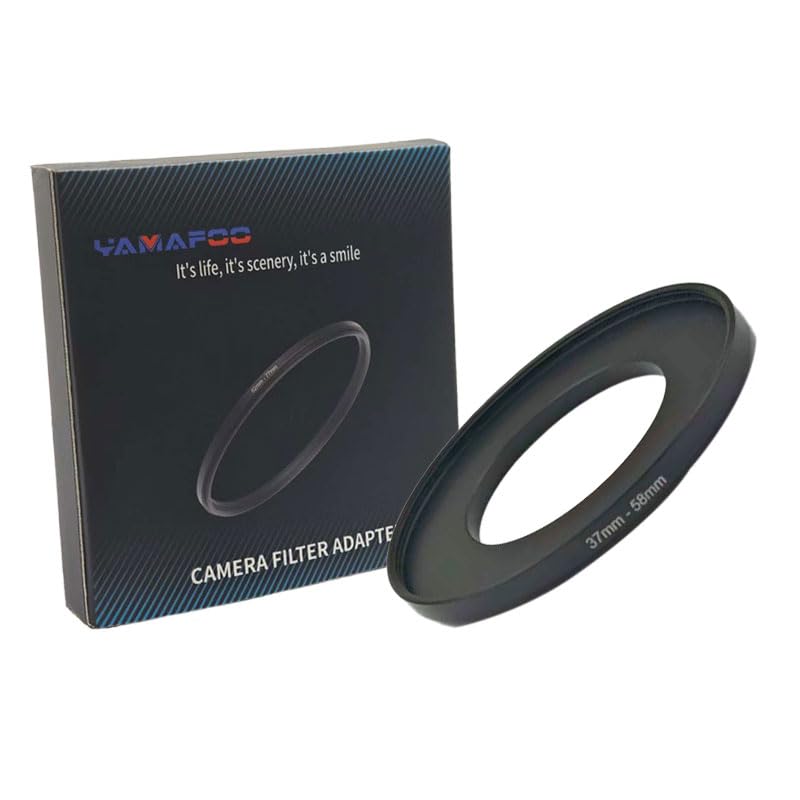 YAMAFOO 37mm to 58mm Step-Up Ring/Step Down Rings Filter Adapter for All Brands UV ND CPL Metal Ring Step-Up Rings Adapter Filter,Black (37-58)