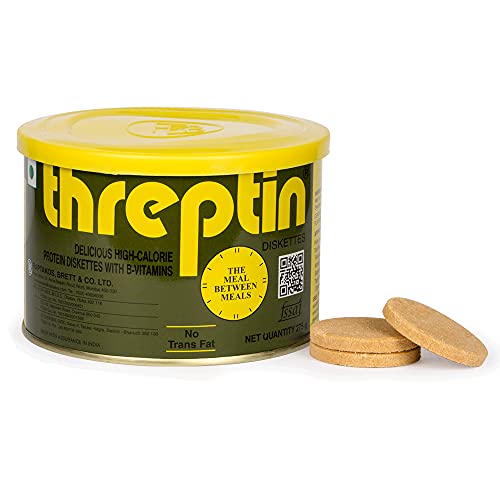 Image of Threptin Protein Diskettes| Healthy Snacks for Men and Women - 275g, High Protein Diskette enriched, Essential Vitamins, Minerals and Antioxidant -Vanilla Flavor|100% Veg