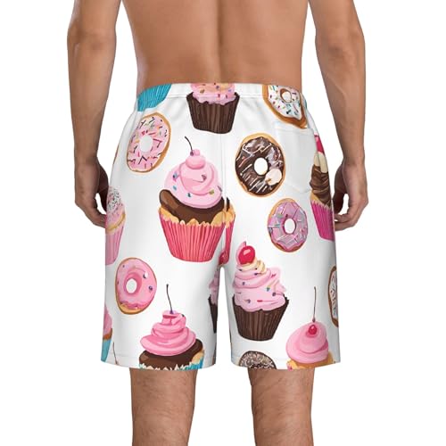 Cupcake Pattern Men's Quick Dry Beach Shorts Swim Trunks with Pockets Board Shorts3