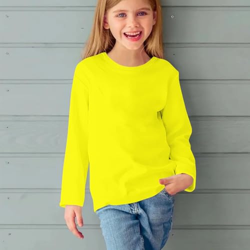 Girls Crew Neck Shirts Long Sleeve Loose Fit Tops Trendy Plain Basic Tees Comfy Soft Casual Tshirt for Tween Kids3