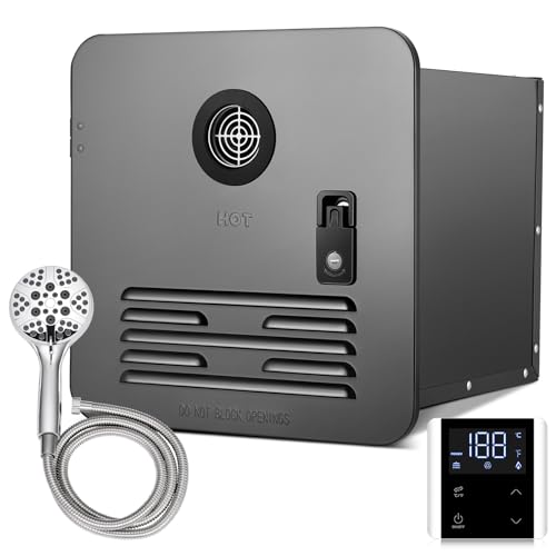 Filluck RV Tankless Water Heater, 65,000 BTU with Control Panel Showerhead, DC 12V, Freeze...