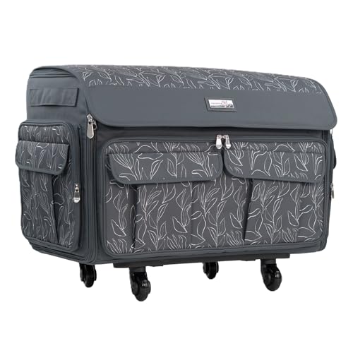 Everything Mary XXL Rolling Sewing Machine Case – Grey Floral Craft...