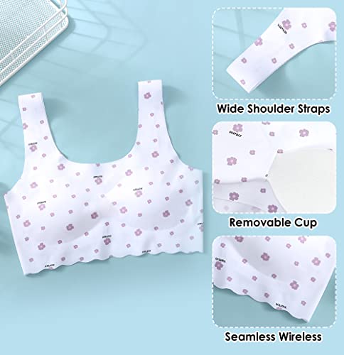2 Pack Girls Seamless Training Bra Cami Lightly Padded Sports Bras with Removable Padding3