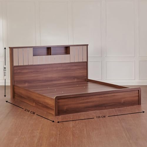 Image of Home Centre Leon Bond Queen Bed with Hydraulic Storage - Brown