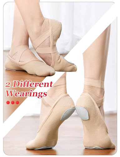 Daydance Girls Women Ballet Shoes Canvas 4 Way Stretch Dance Slippers no Strings4
