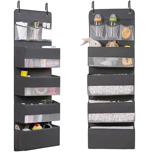 Image of Jay-Chi Over Door Hanging Organizer Storage - 7 Large Pockets Closet Bathroom Baby Nursery Organizer Perspective Window Wall Mount Rack for Clothes Toys Sundries(Grey)