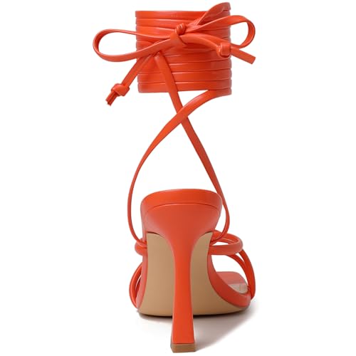 Image of Mostrin Womens Sandals Strappy Heels for Women Lace Up Square Open Toe Heels Tie Up High Heeled Sandals for Prom, Party, Daily Wear
