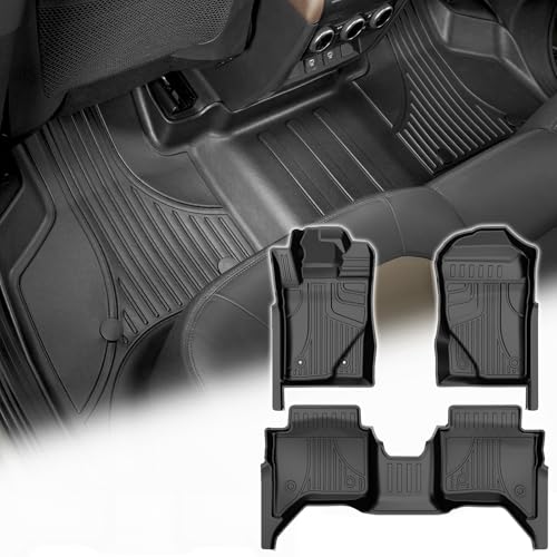 AOMSAZTO Floor Mats for Ford Ranger 2024-2025 SuperCrew Cab, 1st & 2nd Row All Weather Protection Car Floor Liners Waterproof Anti Skid Mats