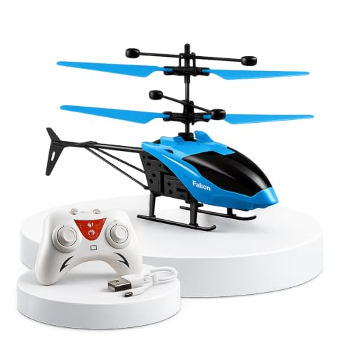 Image of Toy Plastic Helicopter Remote Control Helifor 6 + Years Boys Indoor and Outdoor Helicopter, Palm Sensing Helicopteer with led Lights (Pack of 1) (Blue)