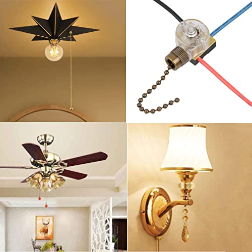 Image of ZE-110 3 Wire Ceiling Fan Light Switch Compatible With Hunter Ceiling Fan, Replacement Pull Chain (2 Pack Bronze)