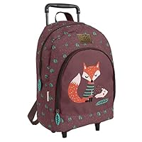 PERLETTI Carry On Backpack for Kids Animals Print - Backpack with Detachable Wheels Boys Girls School Kindergarten Travel - Trolley for Children with Front Pocket - 40x25x15 cm - Cool Kids