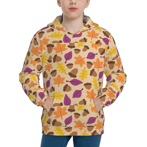 Acorn Autumn Fall Leaf Leaves Kid Hoodies Boys Sweatshirts Girls Pullover with Pocket