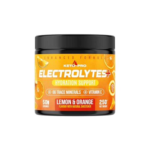 Keto-Pro Keto Electrolytes 250g | Electrolyte Powder Supporting Your Fasting Health & Fitness Goals | 50 Servings | Lemon Orange Flavour