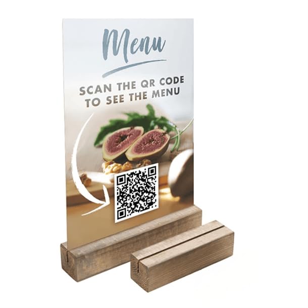 We Can Source It Ltd A5 Wooden Menu Holder Block Pack of 5, Tabletop Menu Display Stand, Solid Wood Menu Holder for Restaurants, Cafés & Bars, Fits A5 Portrait Cards up to 3mm, Table Sign Holder