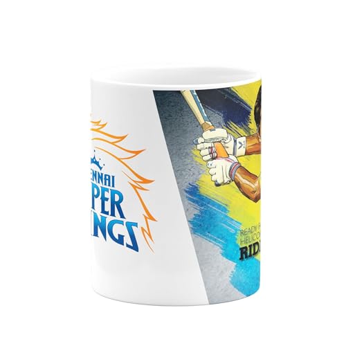 Image of Cricket Theme Coffee Mug IPL Edition - Stylish Helicopter Shot Print Cup - Gift for Cricket Fans, Boys & Friends (MS Dhoni, Large)