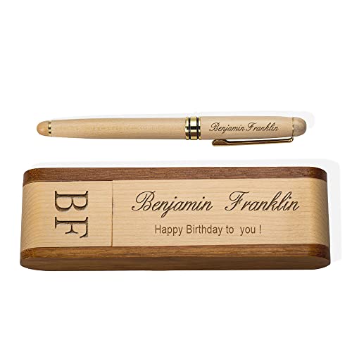 Personalized Wooden Pen & Case Set, Natural Wooden Ballpoint Pen,...