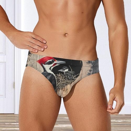 Pileated Woodpecker Men's Swim Brief Sexy Bikini Swimwear Swimsuit Trunks Bathing Suits4