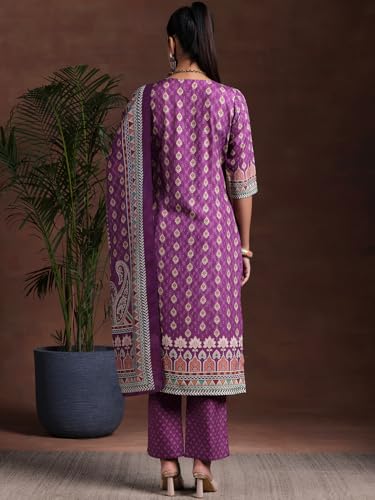 Image of Libas Women Poly Crepe Kurta Set 369500R Purple | daily wear suit