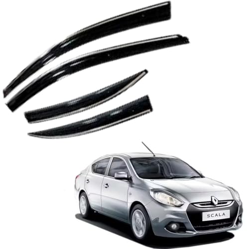 Image of CAR SAAZ Chrome Line Door Visor for Scala (2012-2017) (Set of 4Pcs) | Rain Guard | Wind Deflector