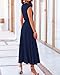BTFBM Women Two Piece Skirt Set Summer 2025 Casual Vacation Crew Neck Short Sleeve Cropped Top Elastic Waist Midi Skirts(Dark Blue, Small)