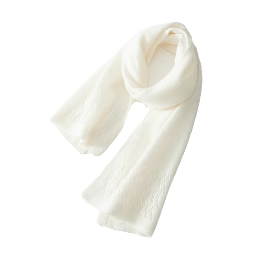 Bufanda de punto de cachemira para mujer, 140 x 30 cm, para otoño e invierno, cálida y ligera