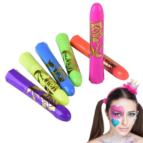 Pintura Corporal Para La Piel - Crayones De Pintura Facial Fluorescente,Barras De Lavables Y Seguras Para Fiesta Halloween Mascarada Adultos Exterior Cumpleaños Maquillaje Club Niños