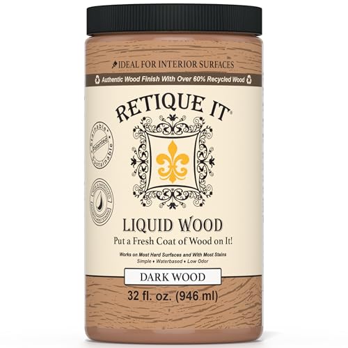 Retique It New and Improved Formula Liquid Wood Coatings - Stainable Primer - Paint It Then Stain it (Dark Wood, Large)