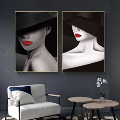 Toile peinture couloir art abstrait affiches et impressions personnage chapeau mode nordique