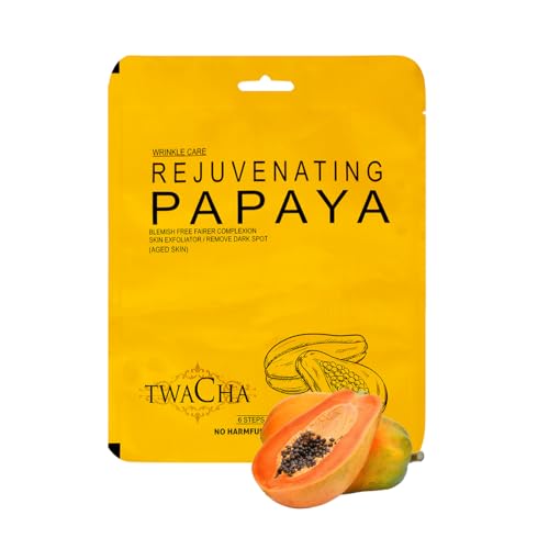 Image of TWACHA Rejuvenating Papaya Facial Kit | Improves Complexion,Remove Dark Spots & Gently Exfoliates | Anti-Aging Glowing Skin | Suits All Skin Types | Ideal for both Men & Women | (6 Steps Facial)