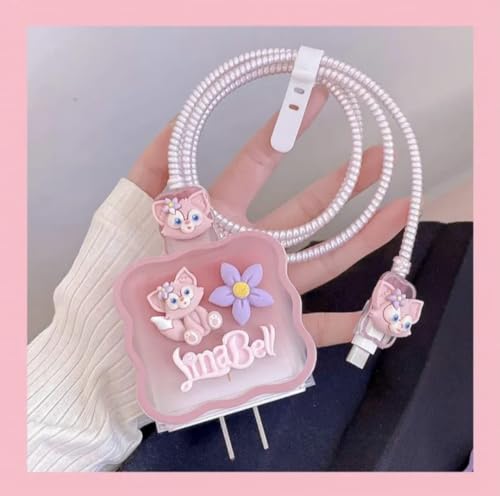 Image of Presents Protective Charger Case Cover for Samsung 25w Single Port USB Type-C Fast Charger with Spiral Wire Protection-Pink LINA Bell