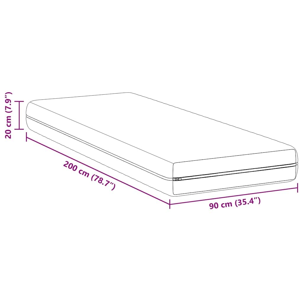 Biały materac ze sprężynami kieszeniowymi, 90 x 200 cm, z warstwą włókna kokosowego i pianki, komfortowa, ergonomiczna podkładka do spania do sypialni i pokoju gościnnego