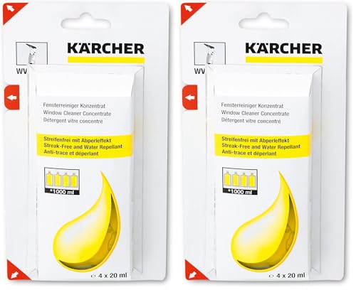 Kärcher 6.295-302.0 - Detergente concentrado para WV 50, 4 x 20 ml, para limpieza de cristales (Paquete de 2)