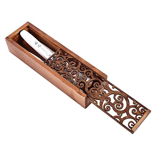 Preisvergleich Produktbild Jimfoty Hölzernes Federmäppchen, hölzerne Bleistiftbox, antike Schulsachen, Schreibtischzubehör für kleine Geschenke(Curly Pattern)