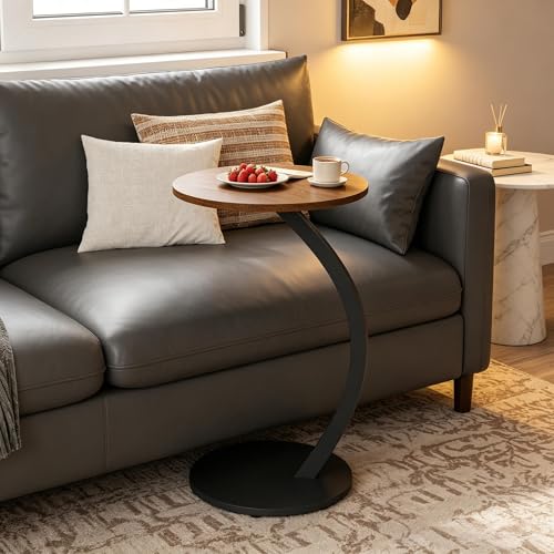 Mesa auxiliar en C negra de 40x64.5 cm para sofa o cama 6