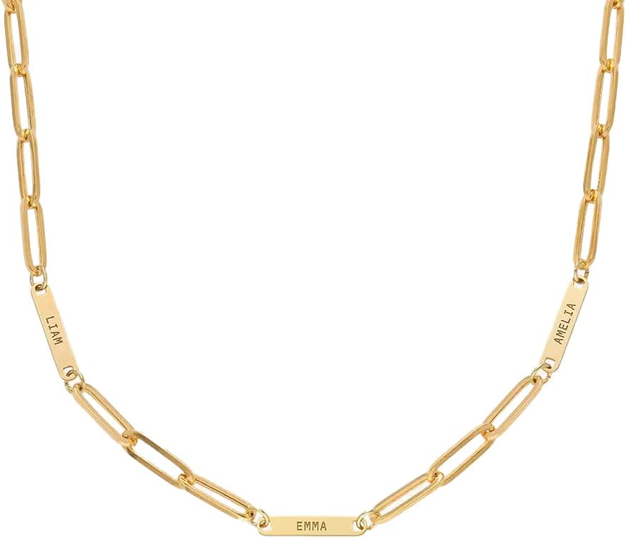 OAK & LUNA - Personalized Ivy Paperclip Chain Necklace - Custom Engraved Jewelry for Her, Women - Gift for Mother's Day, Birthday, Christmas