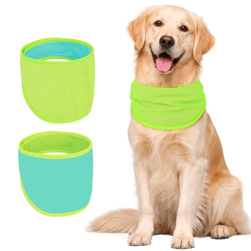 Ezierfy Dog Cooling Bandana 2 Packs Ice Neck Wrap Scarf for Pet Summer Instant-Drying Dog Cool Bandanas for Small Medium Large Dogs At Hunting Training Hiking Camping Activities (Large)