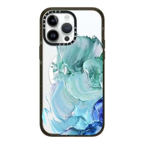 CASETiFY �C���p�N�g iPhone 14 Pro Max �P�[�X [MIL�K�i���� (4x MIL-STD-810G)/2.5m����̗����������N���A/MagSafe �ɑΉ�] - Blue Splash - �u���b�N