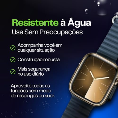 Smartwatch Dourado Premium 2 Pulserias Tela AMOLED 1,75 Polegadas, 100+ Modos Esportivos e Conexão A