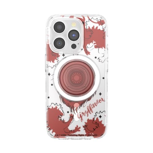 Image of PopSockets iPhone 15 Pro Case with Round Phone Grip Compatible with MagSafe, Phone Case for iPhone 15 Pro, Wireless Charging Compatible, Harry Potter - Gryffindor
