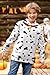 IIMMER Tween Girls&Boys Halloween Casual Hoodies Cute Sweatshirt Ribbed Cuffs Fashion Pullover White & Black Spots 7-8 Years