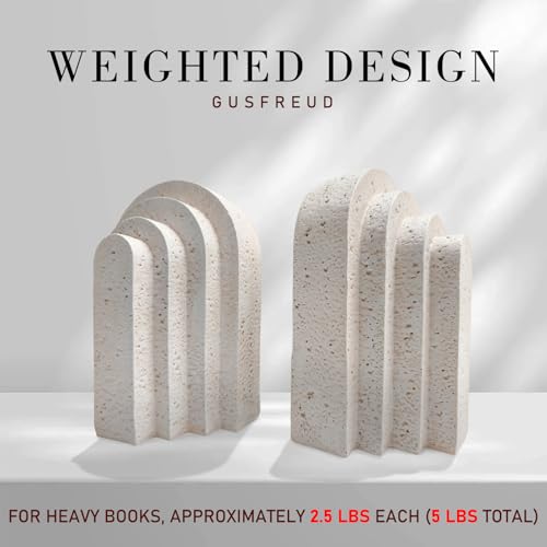 Gusfreud Heavy Duty Book Ends For Shelves, Decorative Book Stopper For Shelves, Resin Decor Bookends For Heavy Books thumb #4