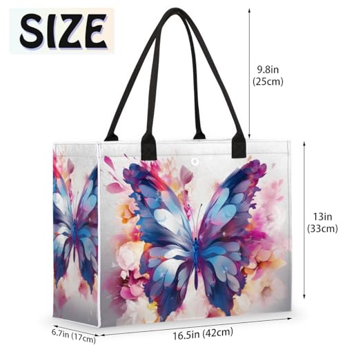 Art Butterfly Colored Tote Bag for Women Large Beach Bag Reusable Tote Bags for Work Travel Beach Shopping2