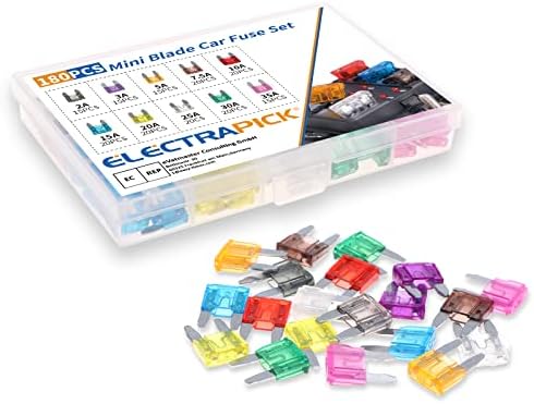 ELECTRAPICK 180Pcs Car Blade Fuses, Mini Auto Fuse Blade, Blade Fuse Replacement Assortment Zine Alloy Kit for Car Boat Truck SUV2A 3A 5A 7.5A 10A 15A 20A 25A 30A 35A 